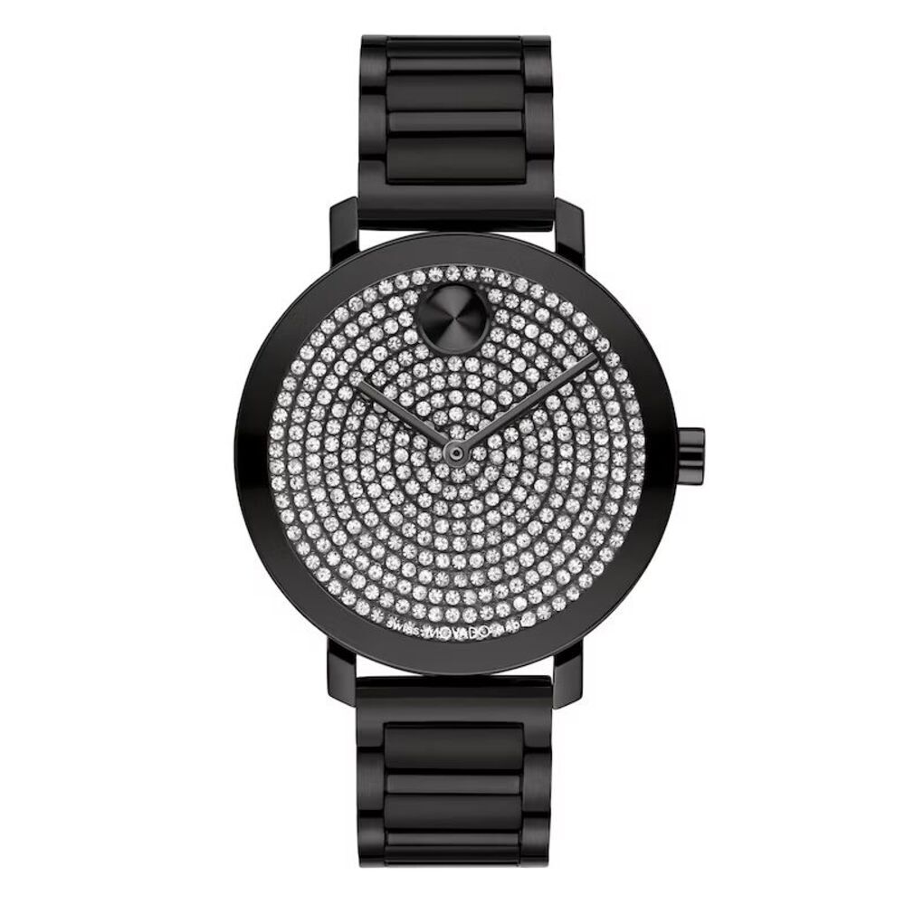 Movado Bold Ladies Watch Black Ion Plated Stainless Steel Evolution 2.0 3601153